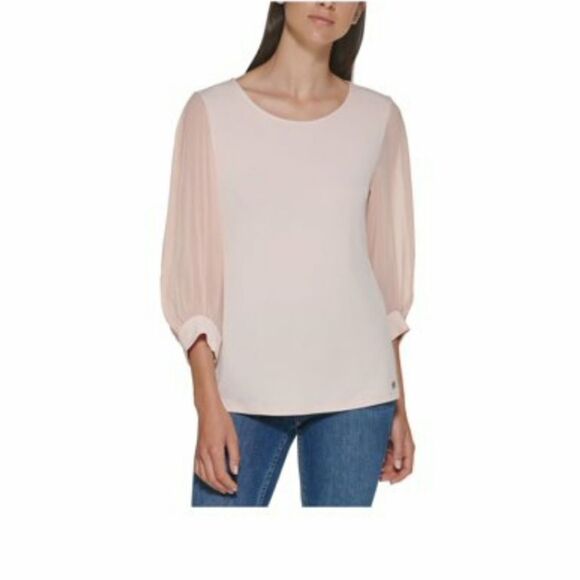 Calvin Klein 3/4 Chiffon Sleeve Blouse sz Sm - Picture 1 of 10